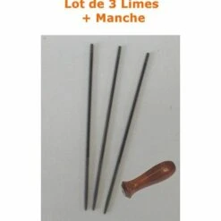 VALLORBE LIME45 - Lot De 3 Limes 4,5mm Pour Affutage De Chaine De Tronconneuse + Manche