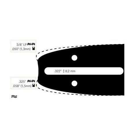 ADAPTABLE Guide Chaine Tronçonneuse Shindaiwa / Sdk / Iseki 35cm 3/8 Lp .050 (1,3mm).