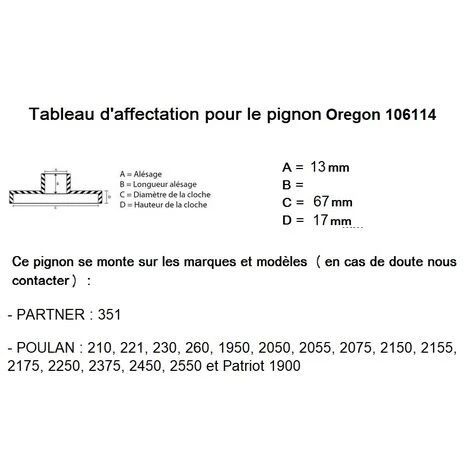 JARDIAFFAIRES Pignon Oregon 106114 3/8LP 6 Dents Pour Partner Ou Poulan – Image 2