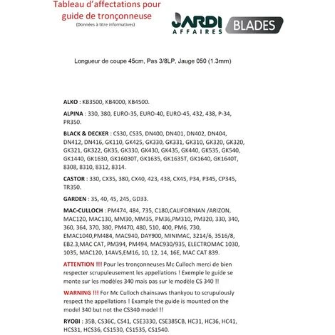 JARDIAFFAIRES Guide Oregon 180SDEA318 Coupe 45cm Pas 3/8LP, Jauge 1.3mm – Image 2