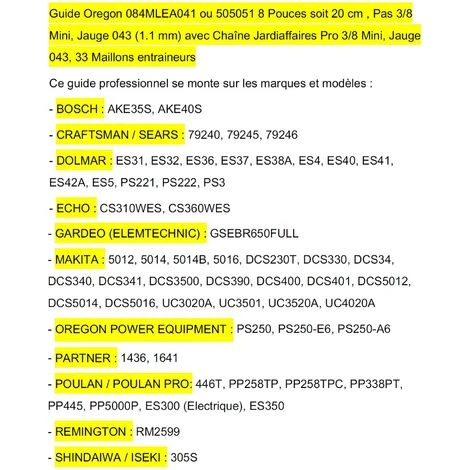 Guide Oregon 20cm 084MLEA041/505051 + Chaine Pro 3/8 Mini Jardiaffaires – Image 2