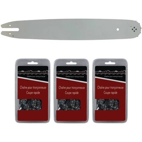 GT MARKET Guide 35 Cm (14 Pouces) + Lot De 3 Chaînes 50 Maillons - Compatible Tronçonneuses STIHL MS 170, 171 Et 180