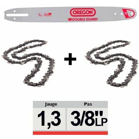 Pack 1 Guide + 2 Chaînes Tronçonneuse Oregon 3/8LP 050 SDEA041 | 30cm