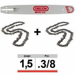 Pack 1 Guide + 2 Chaînes Tronçonneuse Oregon SFHD009 3/8 058 | 38cm