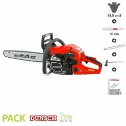 Tronçonneuse Thermique Professionnelle 62cc 3,2cv Guide Oregon 50 Cm Anti Vibration DUNSCH DU32615-50C - Rouge