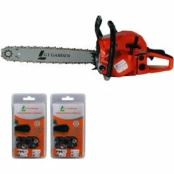 GT GARDEN Tronçonneuse Thermique 62 Cm3, 3.5 CV, Guide 50 Cm, 2 Chaînes