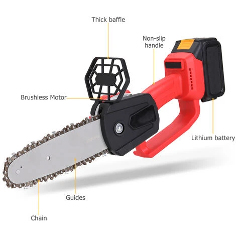 ASUPERMALL 21V Batterie Au Lithium Sans Fil Scie A Chaine Rechargeable Integree Scies A Bois Scie Electrique Portative Logging Exterieur Electrique Brushless Maison Scie A Chaine – Image 4