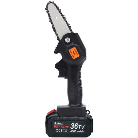 HAPPYSHOPPING Mini Tronçonneuse De 4 Pouces, Petite Scie Abois, Scie Forestiere De Jardin, Norme Europeenne Noire, 4000 Mah Avec Deux Batteries Et Un Chargeur - 4000 Mah Avec Deux Batteries Et Un Chargeur – Image 2