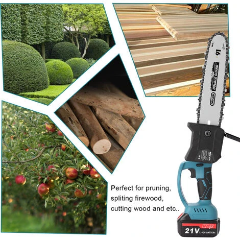 KKMOON 21V Portable Electrique Elaguer Petit Bois Spliting Scie A Chaine D'Une Seule Main Outil Travail Du Bois Pour Le Jardin Orchard – Image 2