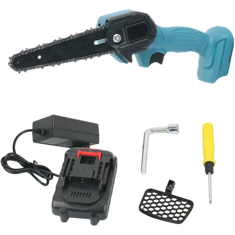 ASUPERMALL Mini Scie A Chaine 6 Pouces Sans Fil Petit Bois Chainsaw Chainsaw Elagage 550W Portable Rechargeable Scie Electrique, Inserez 1 Pile - Inserez 1 Pile – Image 2