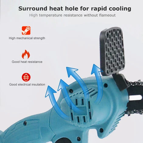 ASUPERMALL Mini Scie A Chaine 6 Pouces Sans Fil Petit Bois Chainsaw Chainsaw Elagage 550W Portable Rechargeable Scie Electrique, Inserez 1 Pile - Inserez 1 Pile – Image 3