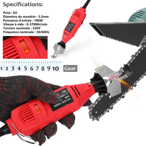 ASUPERMALL Affûteuse De Chaîne De Tronçonneuse électrique Mini Portable Moulin électrique Die Grinder Outil De Meulage Utilitaire, Rouge – Image 3