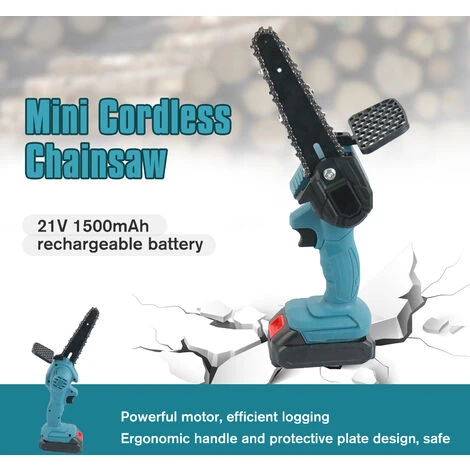 HAPPYSHOPPING Scie A Chaine Electrique De 6 Pouces, Scie D'elagage, Blue One Charge Et Une Charge Norme Europeenne - Blue One Charge Et Une Charge Norme Europeenne