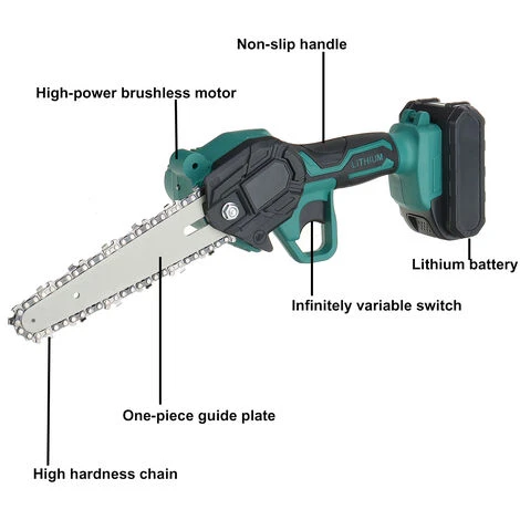 ZEBRAA Scie à Cha?ne électrique Sans Fil 3000W 88V 6" Avec 2 Batteriess – Image 3