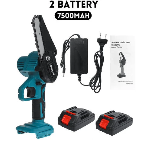 26V Mini Scie électrique Sans Balais 4 Pouces Thermostat Sans Fil Tron?onneuse Pour L'exploitation Forestière Outils De Coupe De Bois + 2 Batteries Coxolo – Image 4