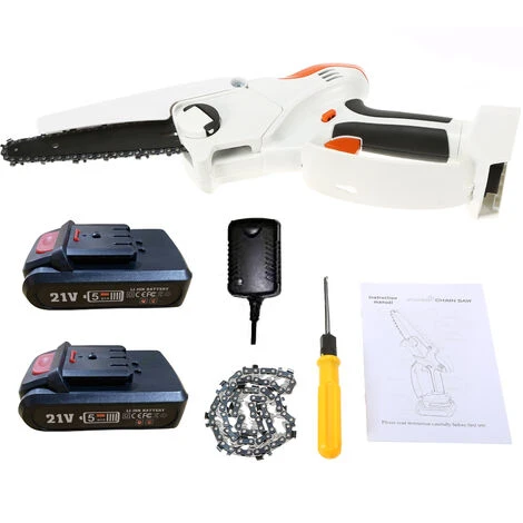 ASUPERMALL Mini Tronconneuse 15.24Cm Mini Tronconneuse Sans Fil Tronconneuse A Batterie 2,7 Lb. Scie A Chaine Portative Legere Avec 2 Chaines De Rechange Scie A Chaine Electrique Sans Fil Et 2 Batteries