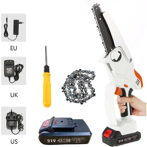 ASUPERMALL Mini Tronconneuse 15.24Cm Mini Tronconneuse Sans Fil Tronconneuse A Batterie 2,7 Lb. Scie A Chaine Portative Legere Avec 2 Chaines De Rechange Scie A Chaine Electrique Sans Fil Et 2 Batteries – Image 3