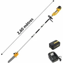 Élagueuse Sur Perche Sans Fil à Batterie, 40 V, GT ELEC + Batterie 2 Ah + Chargeur