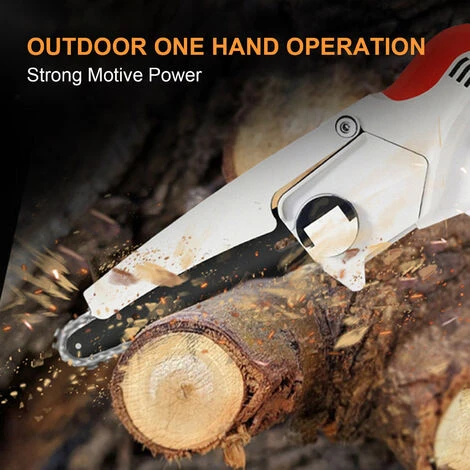 HAPPYSHOPPING Tronçonneuse Electrique Portative Sans Brosse A Une Main Scie A Bois Rechargeable Mini Coupe-bois Sans Fil Pour Jardinage Elagage Coupe, Modele: Prise UE – Image 2