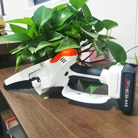 HAPPYSHOPPING Tronçonneuse Electrique Portative Sans Brosse A Une Main Scie A Bois Rechargeable Mini Coupe-bois Sans Fil Pour Jardinage Elagage Coupe, Modele: Prise UE – Image 3