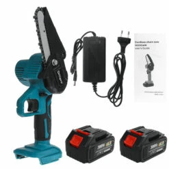 DMTOOL 26V Mini Scie électrique Brushless 4 Pouces Thermostat Sans Fil Tron?onneuse Bleu 2PCS 15000mAh Battary