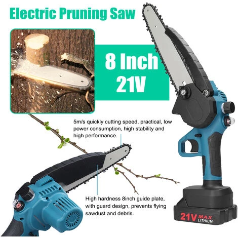 ASUPERMALL 21V 8Inch Scies D'élagage électriques Portables Petite Tronçonneuse à Fendre Le Bois, Outil De Travail Du Bois Pour Le Jardin – Image 4