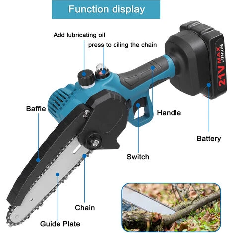 HAPPYSHOPPING Guide De 4 "+ 6" Mini Scie à Chaîne électrique Rechargeable Domestique Scie électrique Au Lithium Portable à Deux Puissances Une Charge, Moteur Brossé, Emballage En Carton, Norme Européenne 220 V – Image 3