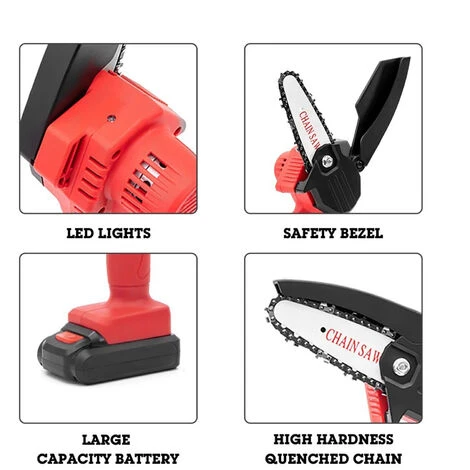 LIFCAUSAL Tronçonneuse Sans Fil Rechargeable Portative Pour L'élagage D'arbres De Coupe De Bois Noir – Image 2