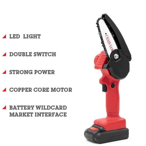 LIFCAUSAL Tronçonneuse Sans Fil Rechargeable Portative Pour L'élagage D'arbres De Coupe De Bois Noir – Image 5