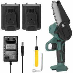 LIFCAUSAL Mini Scie D'élagage électrique Portable 21 V Deux Batteries Rechargeables Petite Tronçonneuse à Fendre Le Bois Outil De Travail Du Bois à Une Main Pour Jardin Verger Branche Clip