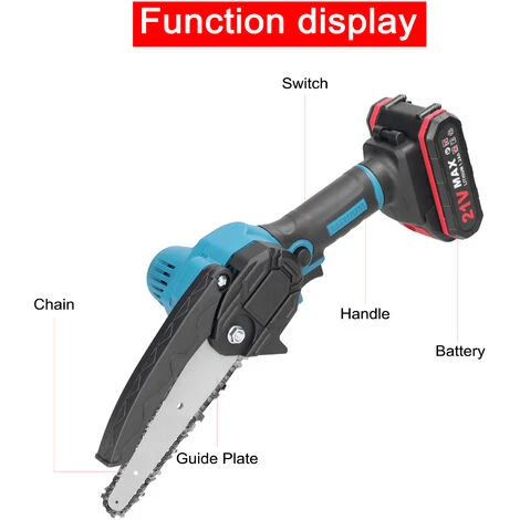 ASUPERMALL 21V 6Inch Scies D'élagage électriques, Petite Tronçonneuse Pour Fendre Le Bois, Moteur à Balai Pour Le Jardin Et Le Verger, 1 Batterie - 1 Batterie – Image 3