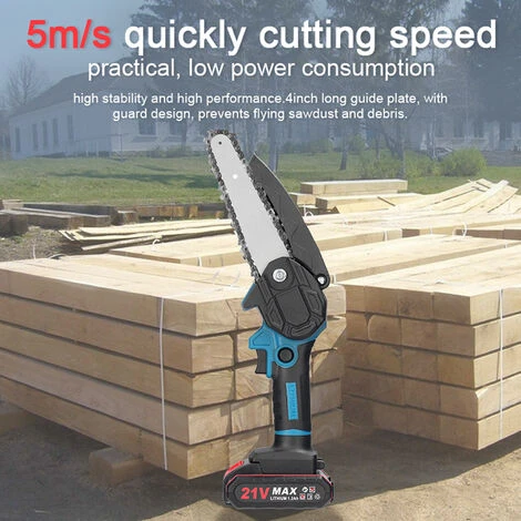 ASUPERMALL 21V 6Inch Scies D'élagage électriques, Petite Tronçonneuse Pour Fendre Le Bois, Moteur à Balai Pour Le Jardin Et Le Verger, 1 Batterie - 1 Batterie – Image 4