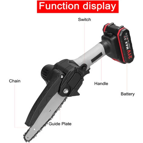 ASUPERMALL 21V 6Inch Scies D'élagage électriques, Petite Tronçonneuse Pour Fendre Le Bois, Moteur à Balai, 1 Batterie - 1 Batterie – Image 3