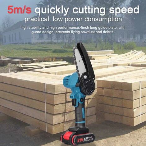 ASUPERMALL 21V 4Inch Scies D'élagage électriques, Petite Tronçonneuse Pour Fendre Le Bois, Moteur à Balai Pour Le Jardin Et Le Verger, 2 Batteries - 2 Batteries – Image 4