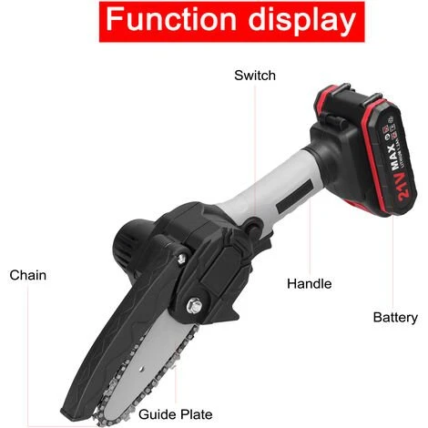 ASUPERMALL 21V 4Inch Scies D'élagage électriques, Petite Tronçonneuse Pour Fendre Le Bois, Moteur à Balai, 1 Batterie - 1 Batterie – Image 3