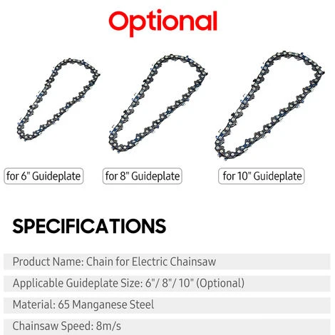 HAPPYSHOPPING Chaîne Pour Tronçonneuse électrique Chaîne Pour Tronçonneuse Forestière, Pour Plaques De Guidage De 6 Pouces - Pour Plaques De Guidage De 6 Pouces – Image 3