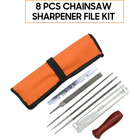 SUPERSELLER Kit De 8 Limes Pour Aiguiseur De Tronçonneuse Outil à Main Pour Affûter Une Scie à Chaîne électrique Comprend Une Lime Ronde De 5/32 3/16 7/32 Pouces, Une Lime Plate, Un Manche En Bois, Un Guide De Classement, Une Jauge De Profondeur, Une Pochette - 8 PIÈ â€“ Image 4