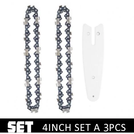 DONTODENT Chaînes Et Guides Tranchants De Avec Pour Scie à Chaîne Accessoires De Tronçonneuse De Haute Qualité Et Durables -Chaîne De 4 Pouces * 2 + Plaque De Guidage * 1