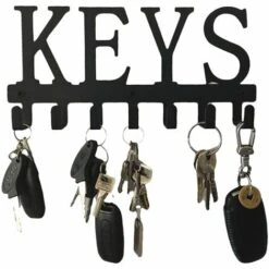 LIFCAUSAL Support à Crochets Avec 7 Crochets En Forme De Clés Support à Crochets Mural Crochet De Stockage De Forage Sans Clous Crochet De Serviette De Cuisine Antirouille Cintre