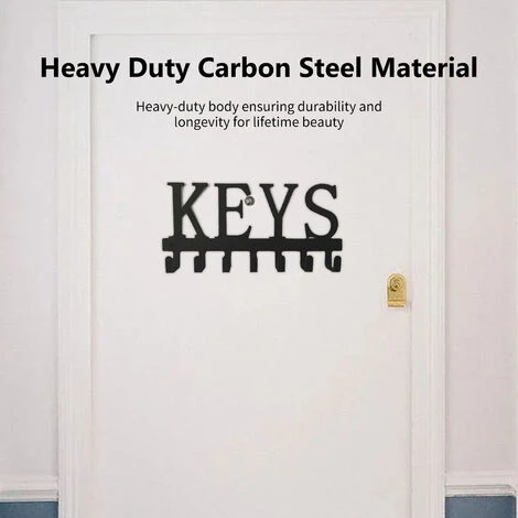 LIFCAUSAL Support à Crochets Avec 7 Crochets En Forme De Clés Support à Crochets Mural Crochet De Stockage De Forage Sans Clous Crochet De Serviette De Cuisine Antirouille Cintre – Image 4