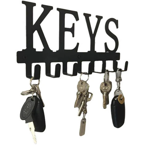 LIFCAUSAL Support à Crochets Avec 7 Crochets En Forme De Clés Support à Crochets Mural Crochet De Stockage De Forage Sans Clous Crochet De Serviette De Cuisine Antirouille Cintre – Image 5