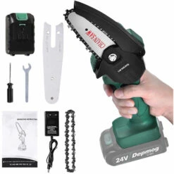 XICHAO Mini Tronçonneuse A Batterie, Petite Tronçonneuse Sans Fil électrique,Piles Tronçonneuse Portative à Une Main,Portable Scie Jardin Rechargeable,avec Valise Et Chargeur