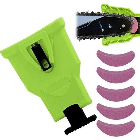 SUPERMARKET Affûteur De Tronçonneuse Avec 5 Pierres D'affûtage Affûteuse De Chaîne De Tronçonneuse Pour Guides De 14 à 20 Pouces Et Barre De Scie à Chaîne à 2 Trous,Superma,vert – Image 5