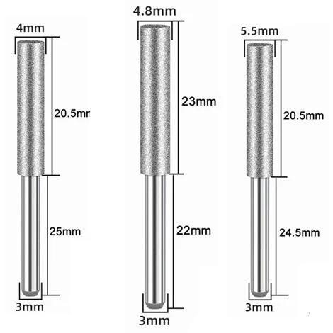 SUPERMARKET Lot De 3 Aiguiseurs De Tronçonneuse Diamantée Pour Aiguiser Les Lames De Tronçonneuse - 4/4,8/5,5 Mm - Argentés,Superma – Image 2