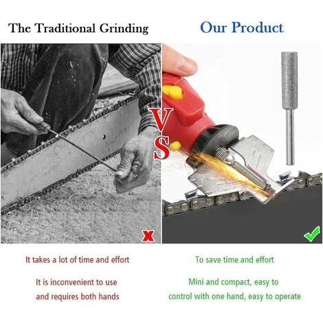 SUPERMARKET Lot De 3 Aiguiseurs De Tronçonneuse Diamantée Pour Aiguiser Les Lames De Tronçonneuse - 4/4,8/5,5 Mm - Argentés,Superma – Image 3