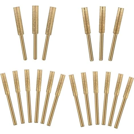 SUPERMARKET 18 Pièces Diamant Tronçonneuse Aiguiseur Burr Pierre Outil D'affûtage-4mm, 4.8mm 5.5mm Meules D'Affutage Et AiguisageChaine Tronçonneuse--pour La Céramique, Le Verre De Jade, Le Carbure Cémenté,Superma