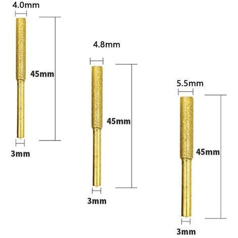 SUPERMARKET 18 Pièces Diamant Tronçonneuse Aiguiseur Burr Pierre Outil D'affûtage-4mm, 4.8mm 5.5mm Meules D'Affutage Et AiguisageChaine Tronçonneuse--pour La Céramique, Le Verre De Jade, Le Carbure Cémenté,Superma – Image 2
