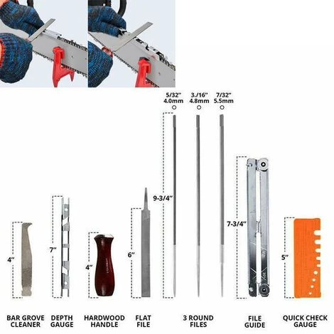 DONTODENT Kit D'Affûtage Universel Portable Pour Tronçonneuse,Ensemble De 10 Limes Pour Tronçonneuse – Image 4