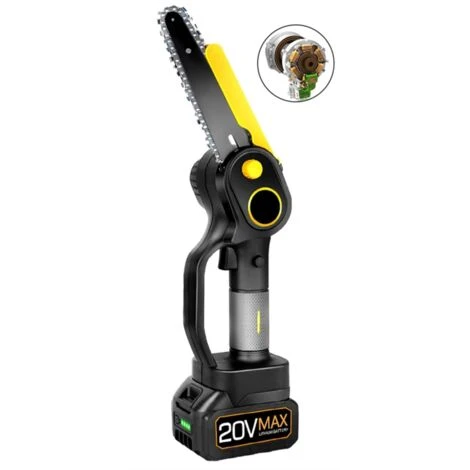 Scie à Chaîne électroportative Sans Fil Sans Brosse 6 Pouces Mini Tronçonneuse Onevan - Jaune - Pour La Coupe Du Bois Pour Makita 18V Batterie - Sans Batterie