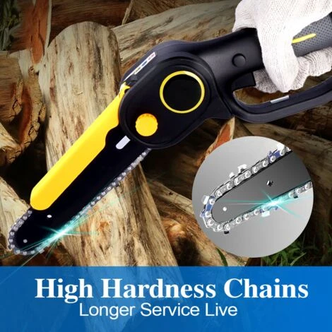 Scie à Chaîne électroportative Sans Fil Sans Brosse 6 Pouces Mini Tronçonneuse Onevan - Jaune - Pour La Coupe Du Bois Pour Makita 18V Batterie - Sans Batterie – Image 3